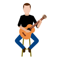 Isolated male avatar playing a guitar. Vector illustration design