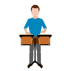 Male avatar playing the drums. Vector illustration design