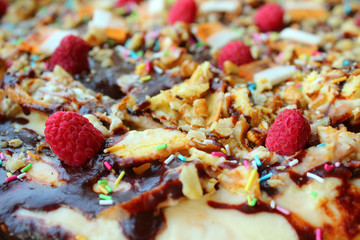 Homemade puff cake. Close-up. Background. Texture.