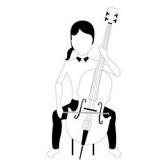 Female avatar playing a cello. Vector illustration design
