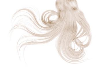 Disheveled blond hair isolated on white background