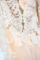 beautiful wedding dress close-up details of wedding lace