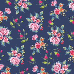 Beautiful floral bouquet.  watercolor floral pattern, Ditsy floral background. 