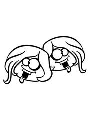 paar gesichter 2 freunde freundinnen duo liebe mischpult platte auflegen vinyl dj musik hören sonnenbrille cool kopfhörer party feiern mädchen weiblich frau hübsch kleid schön süß gemalt comic cartoon