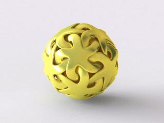 Stellar Amazing Dodecahedron Ball Concept Sign - 3D Rendered Image Gold Icon
