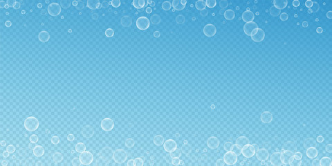 Random soap bubbles abstract background. Blowing b