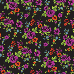 Beautiful floral bouquet.  watercolor floral pattern, Ditsy floral background. 