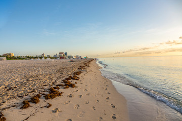 romantic sunset at south beach in Miami