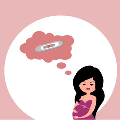 beautiful girl with belly thinks about pregnancy