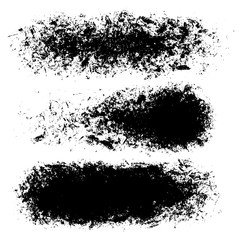 Vector set of hand drawn brush strokes, stains for backdrops. Monochrome design elements set. One color monochrome artistic hand drawn backgrounds.
