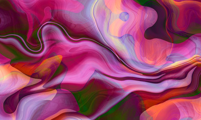 Fototapeta premium Szkarłatne farby w płynie Styl artystyczny Ebru Wave - marmurkowy wzór Suminagashi - przepływ atramentu i turbulencja