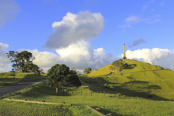 Landscape View of One Tree Hill Park Auckland New Zealand; Volcanic Cone