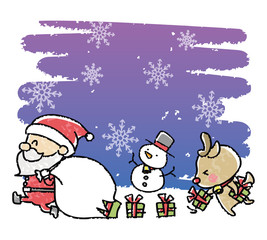 クリスマス　イラスト　手書き風
