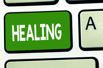 Conceptual hand writing showing Healing. Business photo showcasing process of making or becoming...