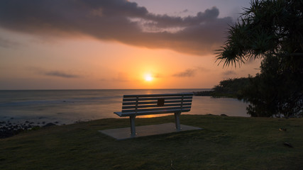 bench at sunrise