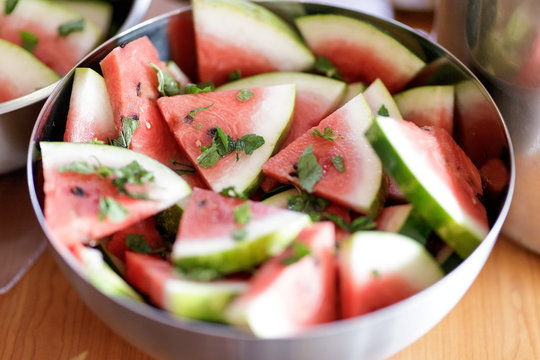 fresh watermelon in a bowl