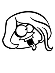 kopf gesicht crazy lustig verrückt wahnsinnig blöd dumm idiot mädchen weiblich frau hübsch kleid schön klein süß niedlich gemalt comic cartoon clipart design