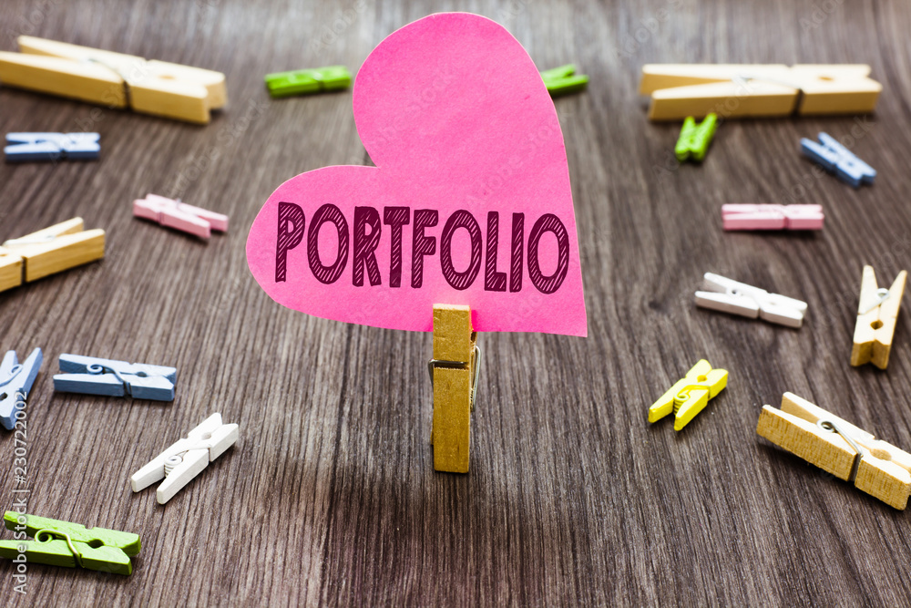Poster writing note showing portfolio. business photo showcasing examples of work used to apply for a job c
