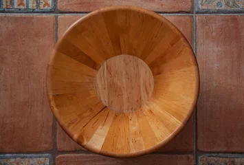 Fotobehang Empty wooden bowl  © fontgraf