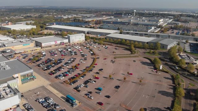 Flying over the Festival Leisure's Car park in Basildon