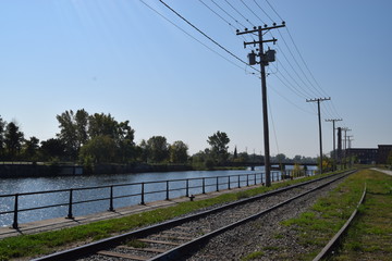 Fototapeta na wymiar Canal and railroad