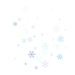 Falling down snow confetti, snowflake vector border. Festive winter, Christmas, New Year sale background. Cold weather, winter storm, scatter texture. Hipster snowfall falling snowflakes cool confetti