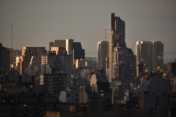 Many high rises at densely populated, fast growing mega city Buenos Aires, Belgrano neighborhood,...