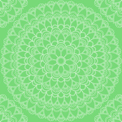 Seamless pattern with mandala ornament. Hand drawn illustration