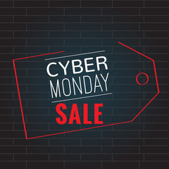Obraz premium Neon cyber monday promotion. Vector illustration design
