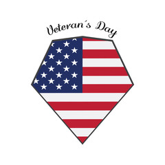 Veteran day label with the flag of United States. Vector illustration design