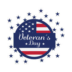 Obraz na płótnie Canvas Veteran day label with the flag of United States. Vector illustration design