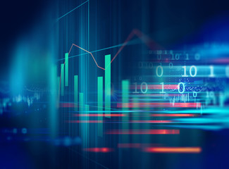 stock market investment graph with indicator and volume data.