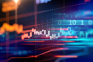 stock market investment graph with indicator and volume data.