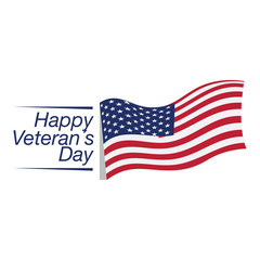 Veteran day label with the flag of United States. Vector illustration design