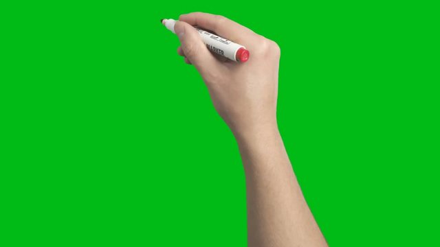 Male Hand Whiteboard Red Marker Scribble Writing Strokes Loop Animation  shot on Green Screen Chroma Key and Prekeyed for One Click Keying