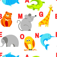 Alphabet animals and letters study material for children vector.