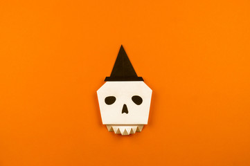 Orange background with collection of Halloween