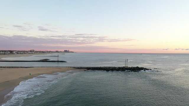 Sunrise at the beach of Belmar, New Jersey.
