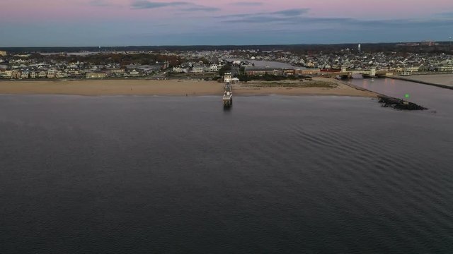Aerial view over the beach of Belmar, New Jersey