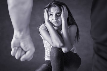 Woman victim of domestic violence and aggression