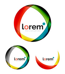 Set of geometric shape convergence logo design templates