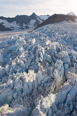 Interesting patterns in glacial ice from above in Alaska - aerial 