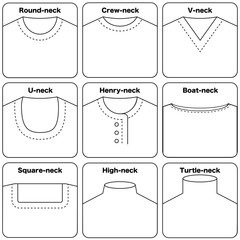 ネック　襟ぐり　アイコン　ベクター　セット