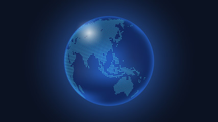 Dark Blue Vector background. Digital Dotted globe