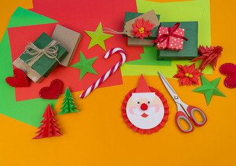 decor for the Christmas decor lies on an orange background