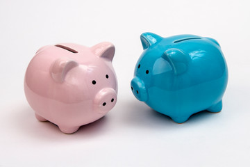 Classic pig bank, Isolated on White a Background.