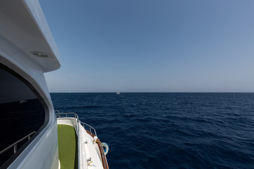 Foam in water and boat