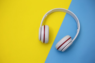  headphones on colorful background.