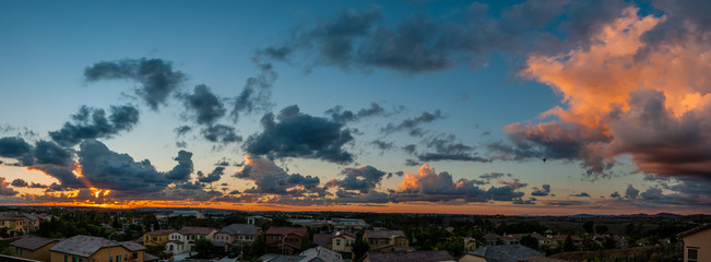 sunset over San Diego suburban 