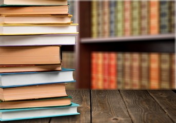 Stack of books isolated on white background